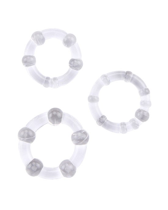 Ерекційні кільця - GK Power Beaded Cock Rings Clear