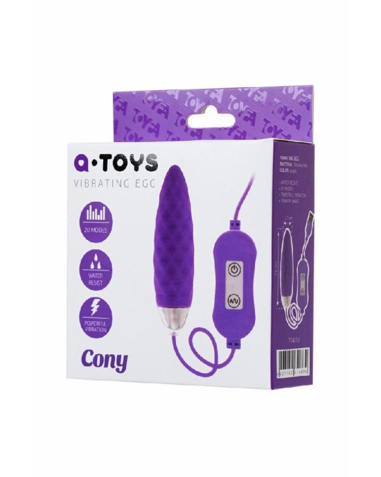 Віброяйце з пультом управління Toyfa A-Toys Cony, силікон, фіолетове Віброяйце з пультом управління Toyfa A-Toys Cony, силікон, фіолетове