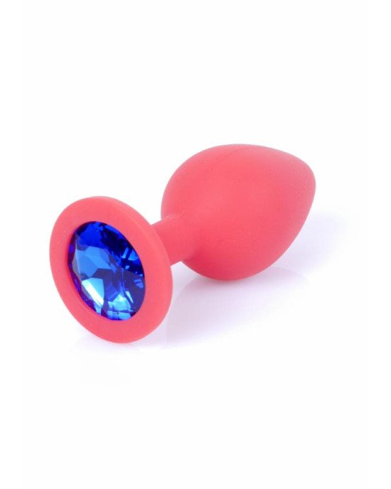 Анальна пробка - Red Silicon Plug Medium Blue Diamond Анальна пробка - Red Silicon Plug Medium Blue Diamond