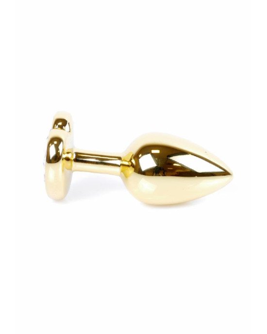 Анальна пробка - Jewellery Gold Heart Plug Clear