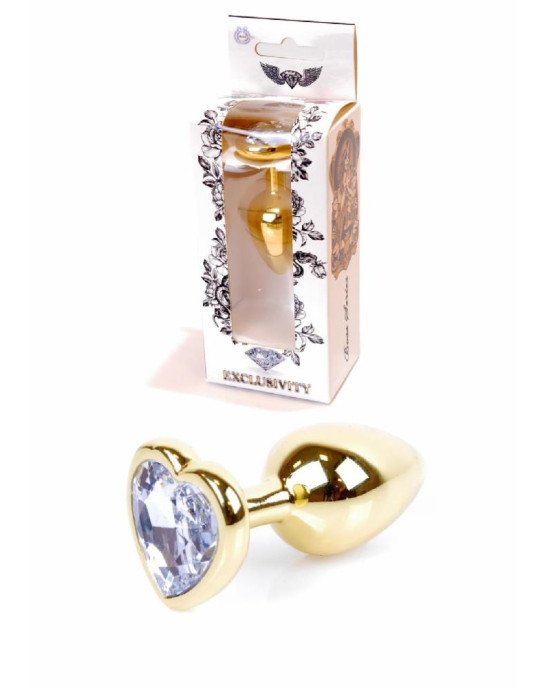 Анальна пробка - Jewellery Gold Heart Plug Clear