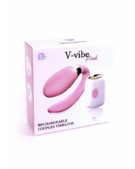 Вібратор для пар - V-Vibe Pink, USB, 7 Function, Remote Control