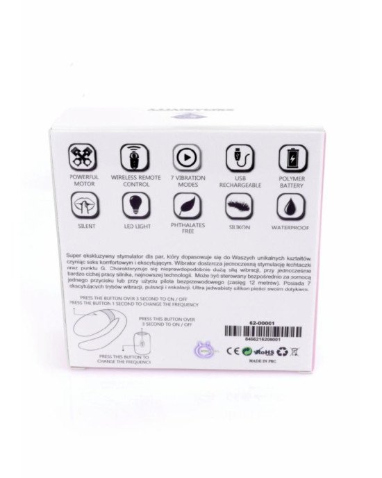 Вібратор для пар - V-Vibe Pink, USB, 7 Function, Remote Control