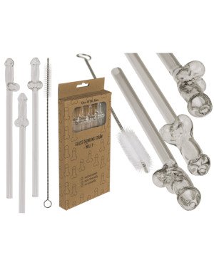 Скляні трубочки Glass Drinking Straw Willy (в наборі 3 трубочки та щіточка)