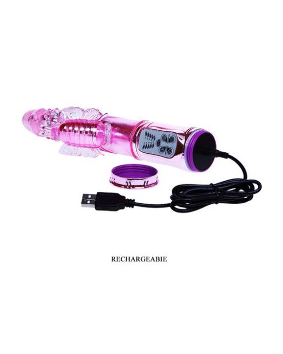 Вібратор - Throbbing Butterfly Rotating Vibrator Pink, 29 см Вібратор - Throbbing Butterfly Rotating Vibrator Pink, 29 см