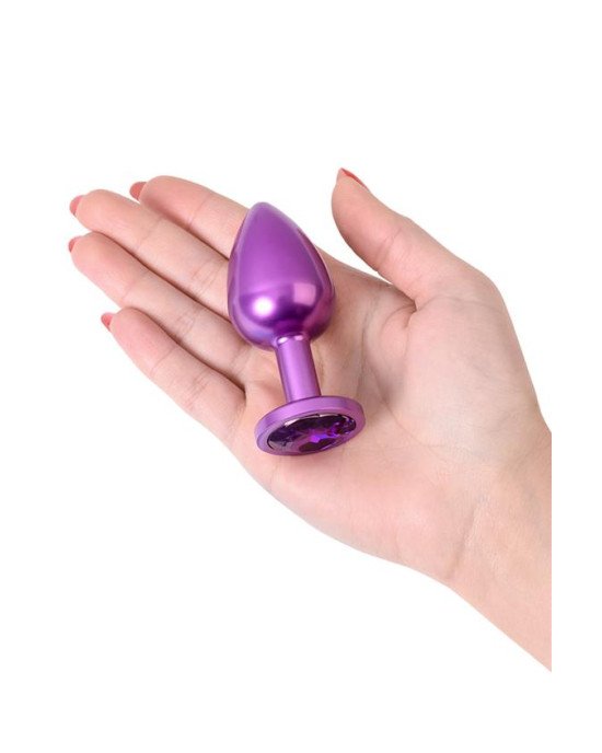 Purple anal plug TOYFA Metal,with a amethyst colored gem Purple anal plug TOYFA Metal,with a amethyst colored gem