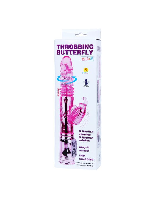 Вібратор - Throbbing Butterfly Rotating Vibrator Pink, 29 см Вібратор - Throbbing Butterfly Rotating Vibrator Pink, 29 см