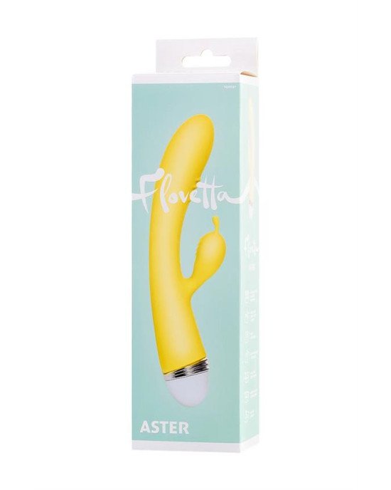 Вібратор із кліторальним стимулятором Flovetta By Toyfa Aster, силікон, жовтий, 22 см