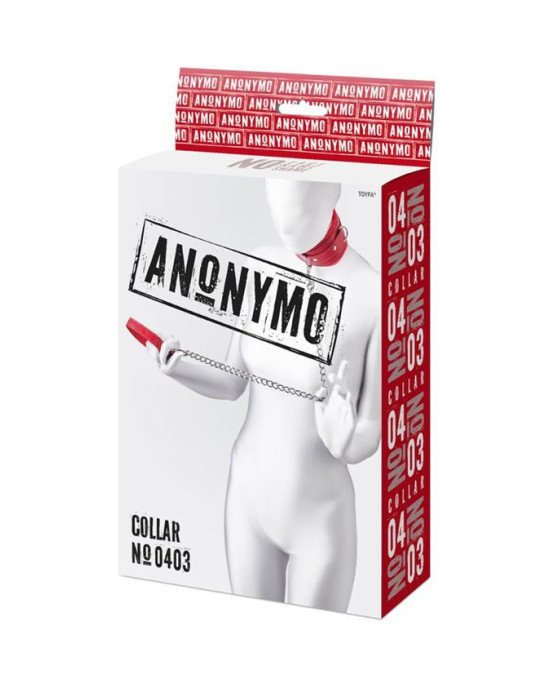 Повідець - Anonymo collar, PU leather, red