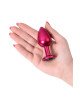 Red anal plug TOYFA Metal with black gem Red anal plug TOYFA Metal with black gem