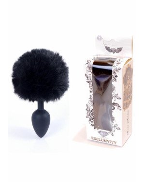 Анальна пробка - Jewellery Silicon Plug  Bunny Tail Black