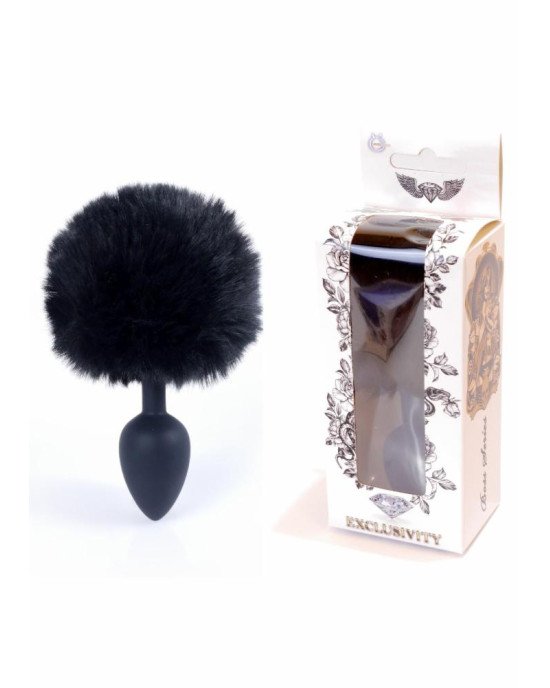 Анальна пробка - Jewellery Silicon Plug  Bunny Tail Black