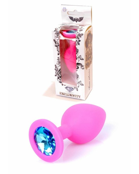 Анальна пробка - Pink Silicon Plug Medium Light Blue Diamond Анальна пробка - Pink Silicon Plug Medium Light Blue Diamond