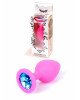 Анальна пробка - Pink Silicon Plug Medium Light Blue Diamond Анальна пробка - Pink Silicon Plug Medium Light Blue Diamond
