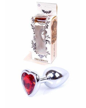Анальна пробка - Jewellery Silver Heart Plug Red