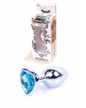 Анальна пробка - Jewellery Silver Heart Plug Light Blue