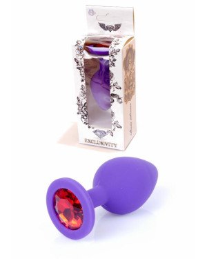 Анальна пробка - Purple Silicon Plug Medium Red Diamond