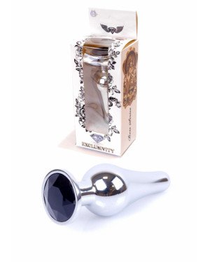 Анальна пробка - Jewellery Silver Long Plug Black
