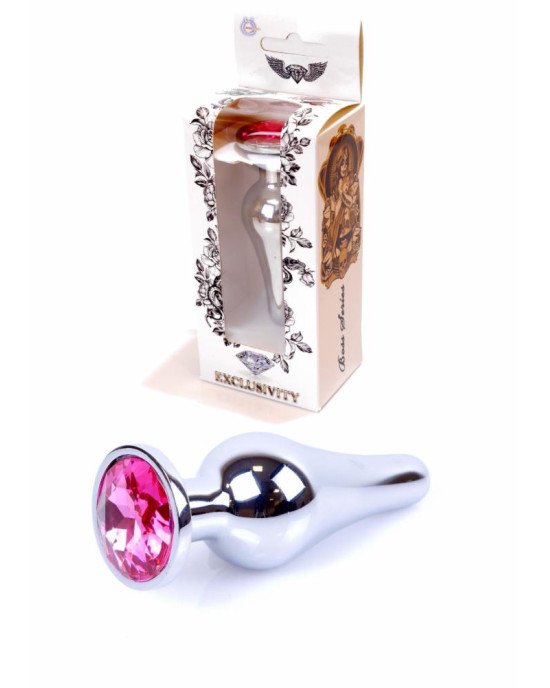 Анальна пробка - Jewellery Silver Long Plug Pink Анальна пробка - Jewellery Silver Long Plug Pink