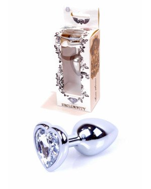 Анальна пробка - Jewellery Silver Heart Plug Clear