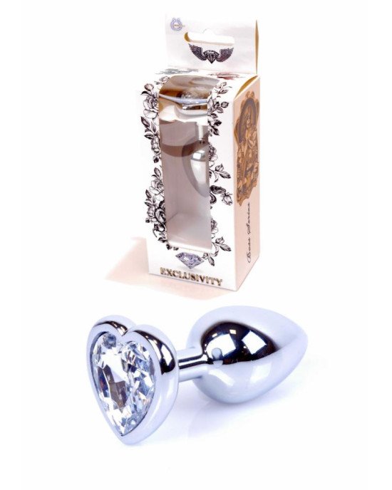 Анальна пробка - Jewellery Silver Heart Plug Clear