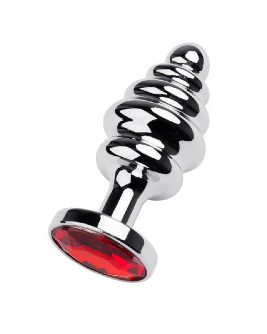 Silver anal plug with red gem Silver anal plug with red gem