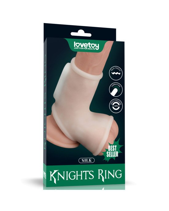 Насадка на член - Vibrating Silk Knights Ring With Scrotum Sleeve White Насадка на член - Vibrating Silk Knights Ring With Scrotum Sleeve White