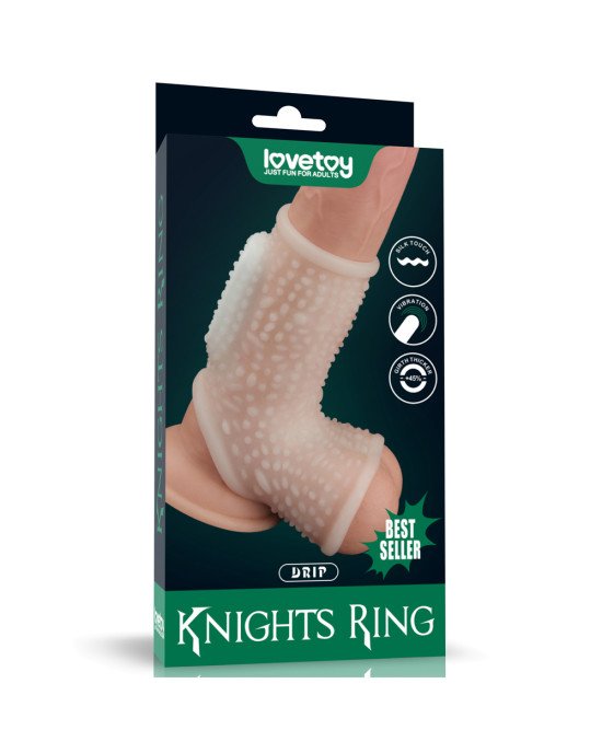 Насадка на член - Vibrating Drip Knights Ring With Scrotum Sleeve White Насадка на член - Vibrating Drip Knights Ring With Scrotum Sleeve White