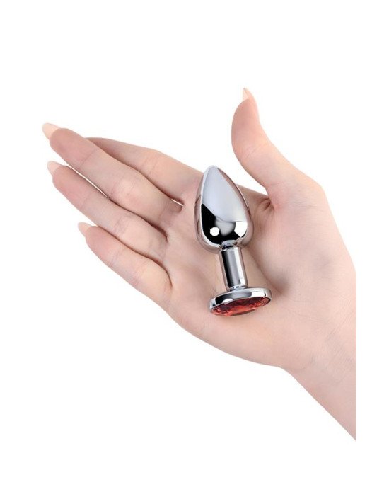 Анальна пробка - Silver anal plug with red gem Анальна пробка - Silver anal plug with red gem
