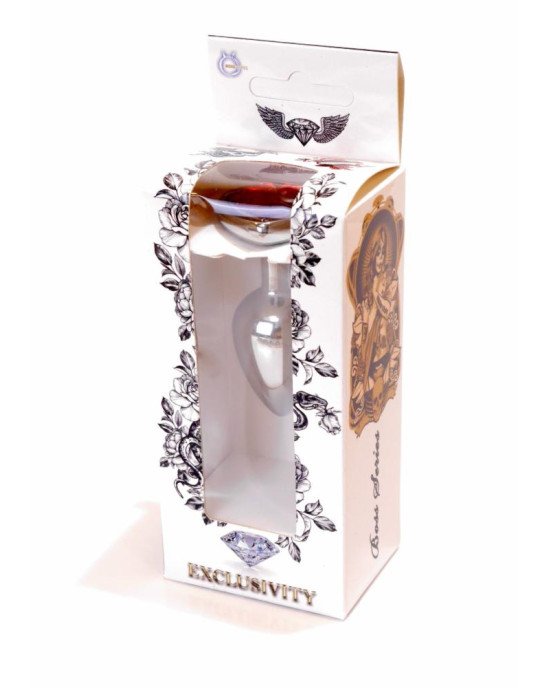 Анальна пробка - Jewellery Silver Heart Plug Red