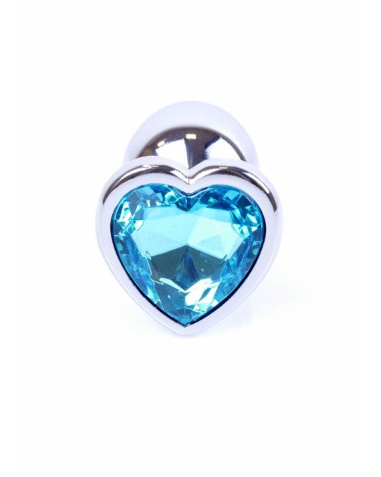 Анальна пробка - Jewellery Silver Heart Plug Light Blue Анальна пробка - Jewellery Silver Heart Plug Light Blue