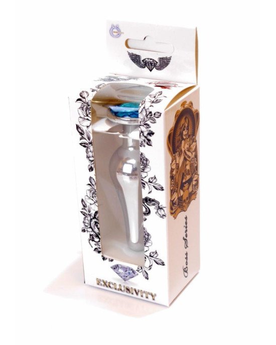 Анальна пробка - Jewellery Silver Long Plug Light Blue Анальна пробка - Jewellery Silver Long Plug Light Blue
