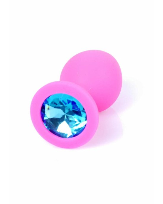 Анальна пробка - Pink Silicon Plug Medium Light Blue Diamond Анальна пробка - Pink Silicon Plug Medium Light Blue Diamond