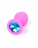 Анальна пробка - Pink Silicon Plug Medium Light Blue Diamond Анальна пробка - Pink Silicon Plug Medium Light Blue Diamond