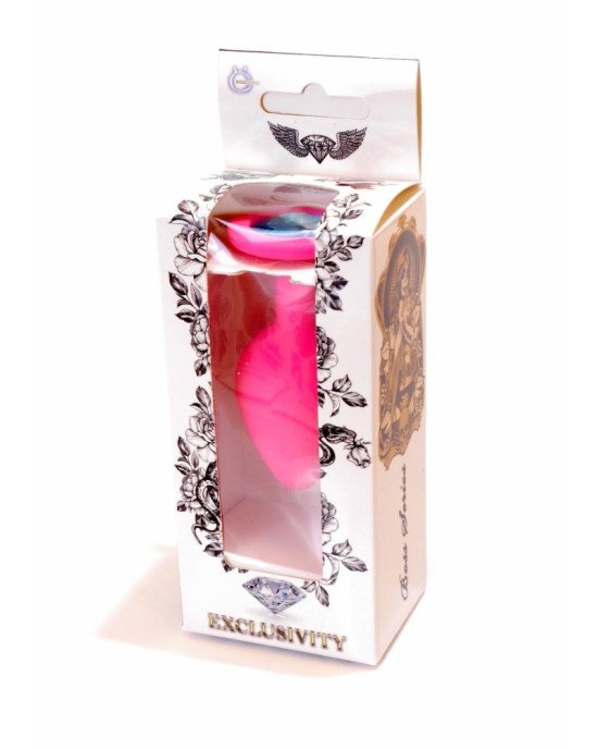 Анальна пробка - Pink Silicon Plug Medium Light Blue Diamond Анальна пробка - Pink Silicon Plug Medium Light Blue Diamond