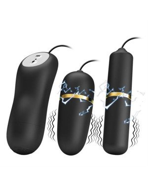Віброяйце з вібропулею - Pretty Love Electric Stimulation Double Vibro-Bullets Black Віброяйце з вібропулею - Pretty Love Electric Stimulation Double Vibro-Bullets Black