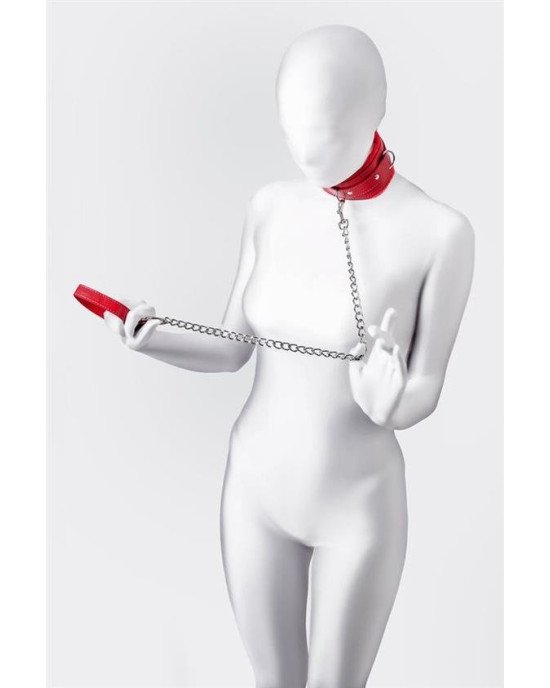 Повідець - Anonymo collar, PU leather, red