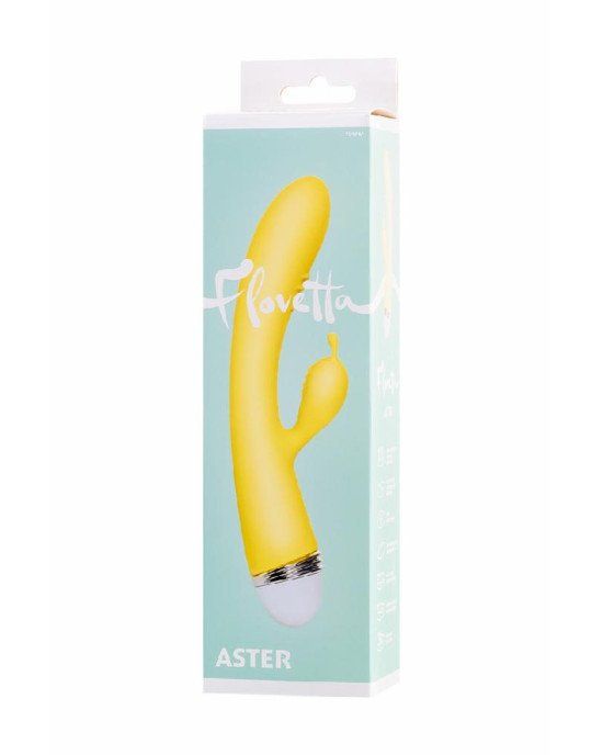 Вібратор із кліторальним стимулятором Flovetta By Toyfa Aster, силікон, жовтий, 22 см