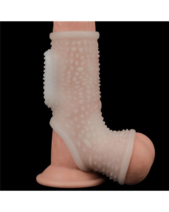 Насадка на член - Vibrating Drip Knights Ring With Scrotum Sleeve White Насадка на член - Vibrating Drip Knights Ring With Scrotum Sleeve White