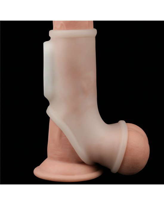 Насадка на член - Vibrating Silk Knights Ring With Scrotum Sleeve White Насадка на член - Vibrating Silk Knights Ring With Scrotum Sleeve White