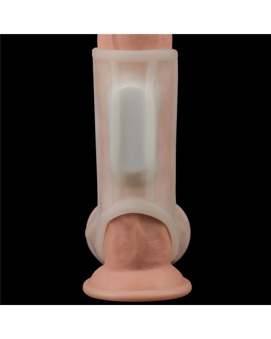 Насадка на член - Vibrating Ridge Knights Ring With Scrotum Sleeve White Насадка на член - Vibrating Ridge Knights Ring With Scrotum Sleeve White