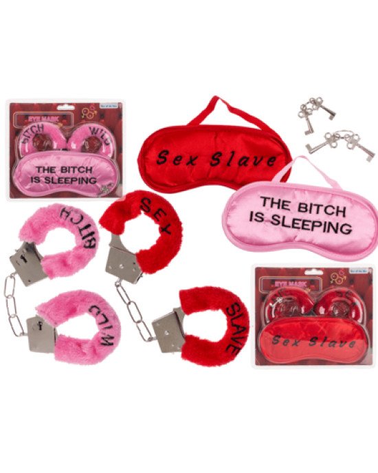 Плюшеві наручники та маска для очей Wild Bitch Pink