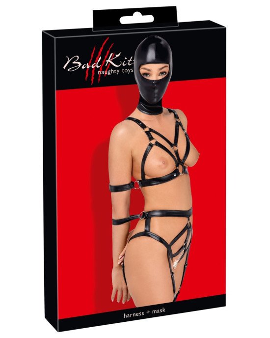 Боді з маскою - 2480492 Bad Kitty Strap+Mask Set, black L Боді з маскою - 2480492 Bad Kitty Strap+Mask Set, black L