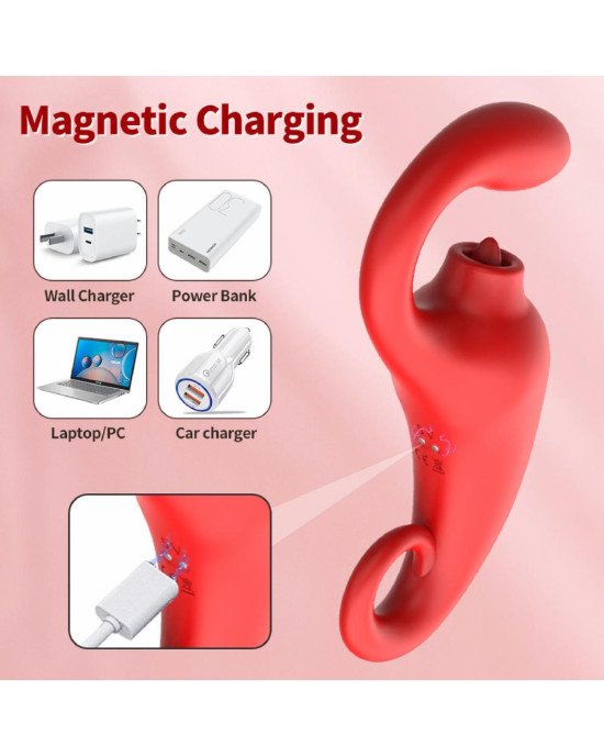 Вібратор - Merfi, 10 Vibration Functions, 10 Frequency Tongue Licking USB