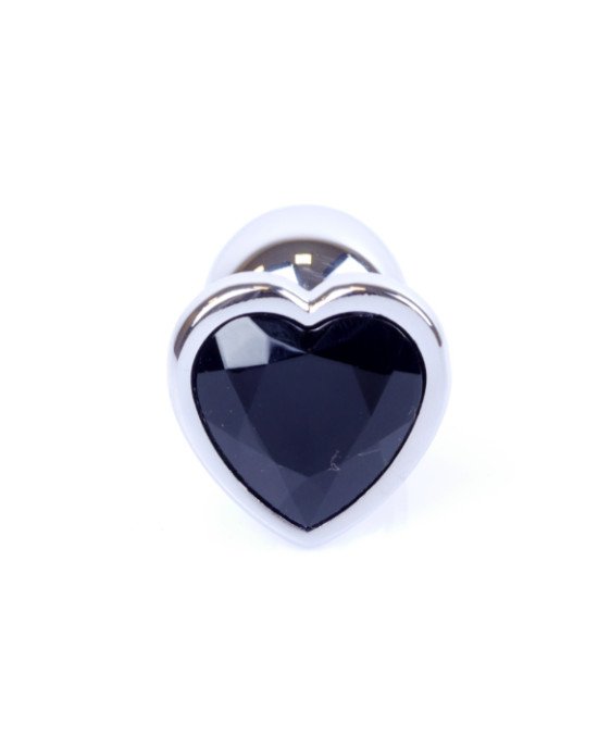 Анальна пробка - Jewellery Silver Heart Plug Black Анальна пробка - Jewellery Silver Heart Plug Black