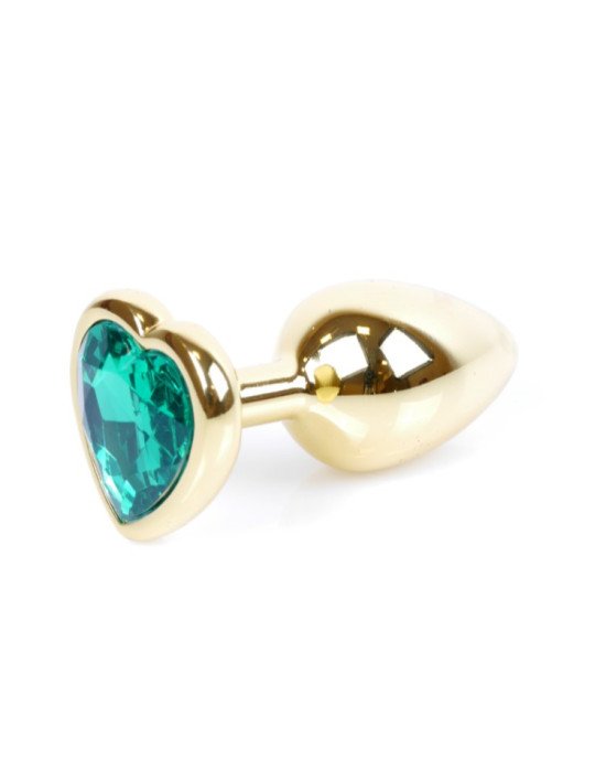 Анальна пробка - Jewellery Gold Heart PLUG- Green Анальна пробка - Jewellery Gold Heart PLUG- Green