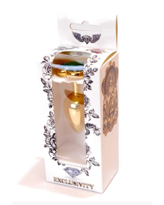 Анальна пробка - Jewellery Gold Heart PLUG- Green Анальна пробка - Jewellery Gold Heart PLUG- Green