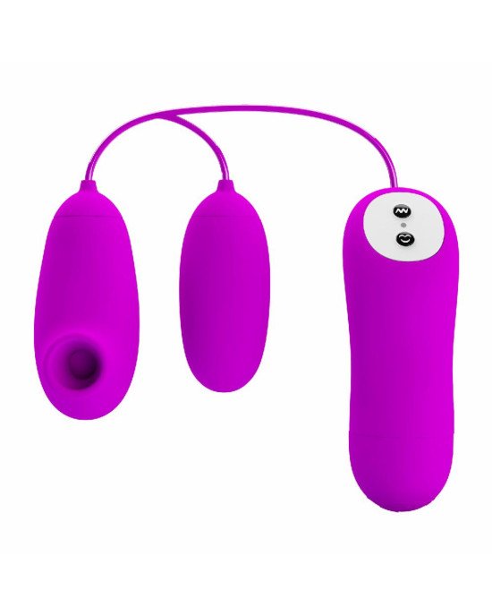 Віброяйце з кліторальним стимулятором - Pretty Love Suction & Vibro Bullets Purple Віброяйце з кліторальним стимулятором - Pretty Love Suction & Vibro Bullets Purple