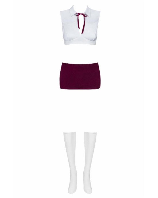 Рольовий костюм - Obsessive Student Set White/Burgundy L/XL Рольовий костюм - Obsessive Student Set White/Burgundy L/XL