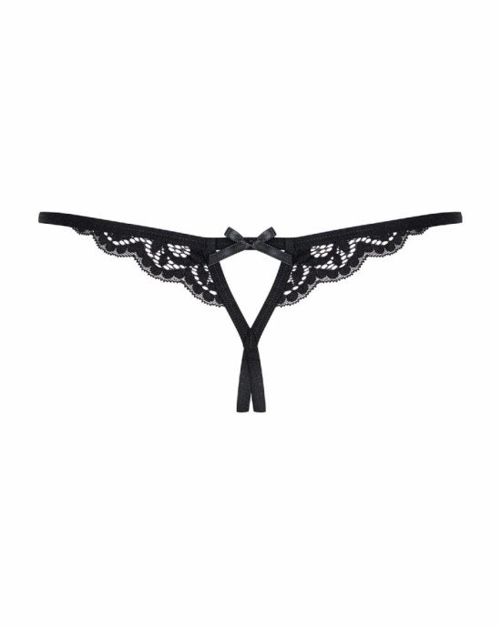 Жіночі стрінги - Obsessive 831-THC-1 Crotchless Thong Black L/XL Жіночі стрінги - Obsessive 831-THC-1 Crotchless Thong Black L/XL